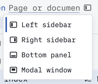 View docking position menu